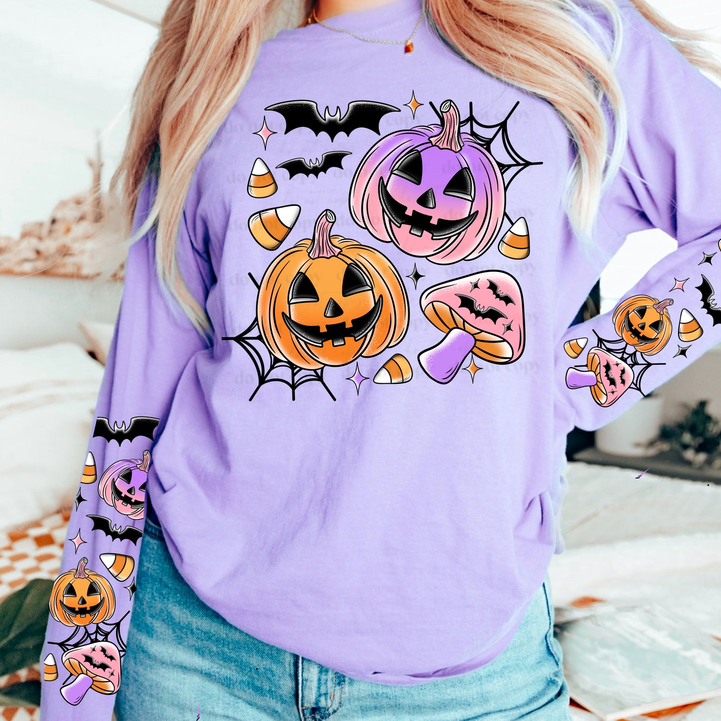 Pumpkins, Bats, Spider Webs, and Mushrooms