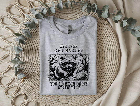 Racoon Biting List DTF Transfer