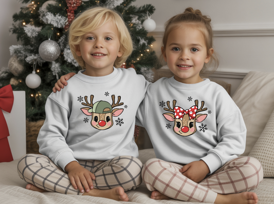 Reindeer Boy and Girl DTF Transfer