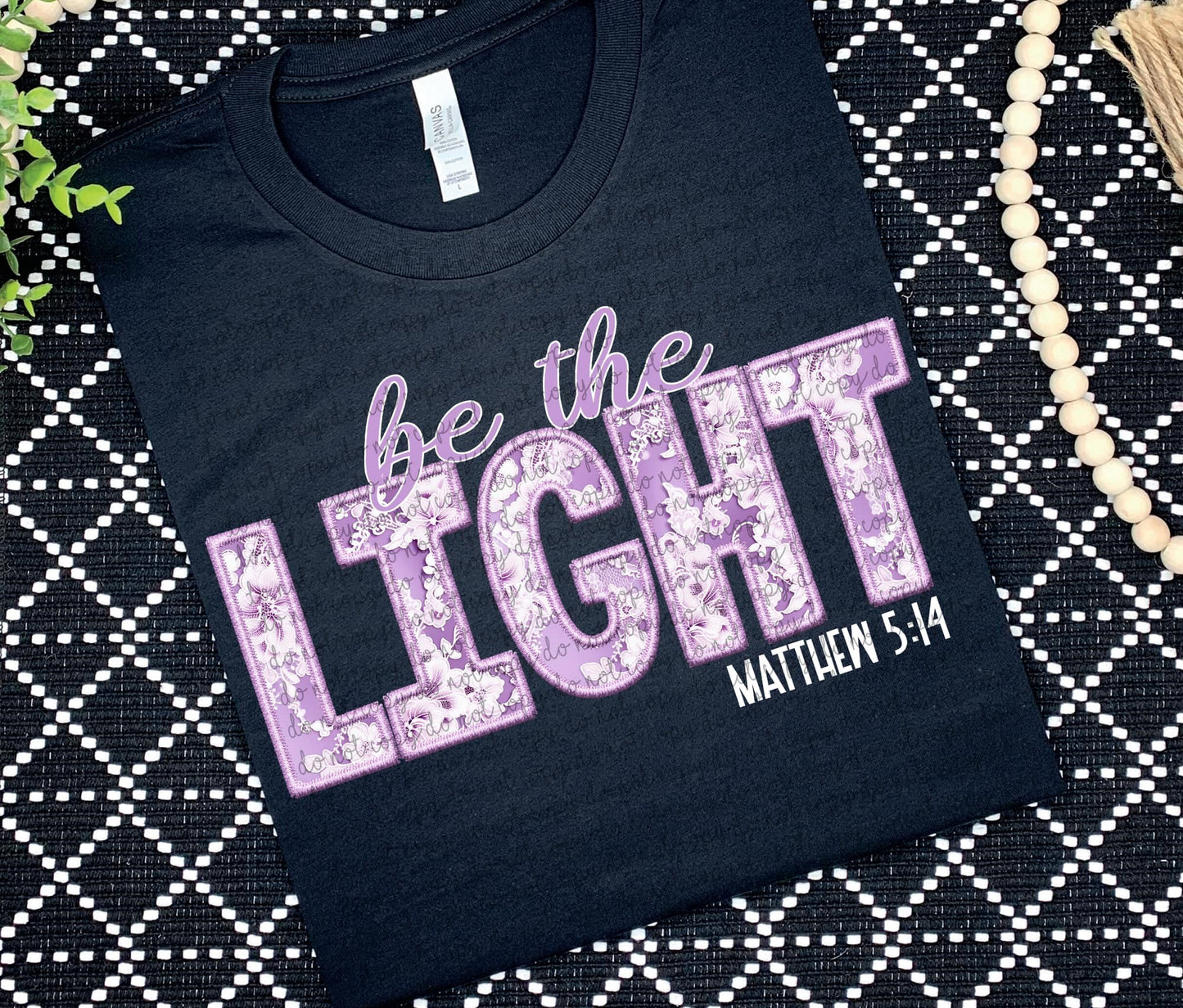 Be the light faux embroidery
