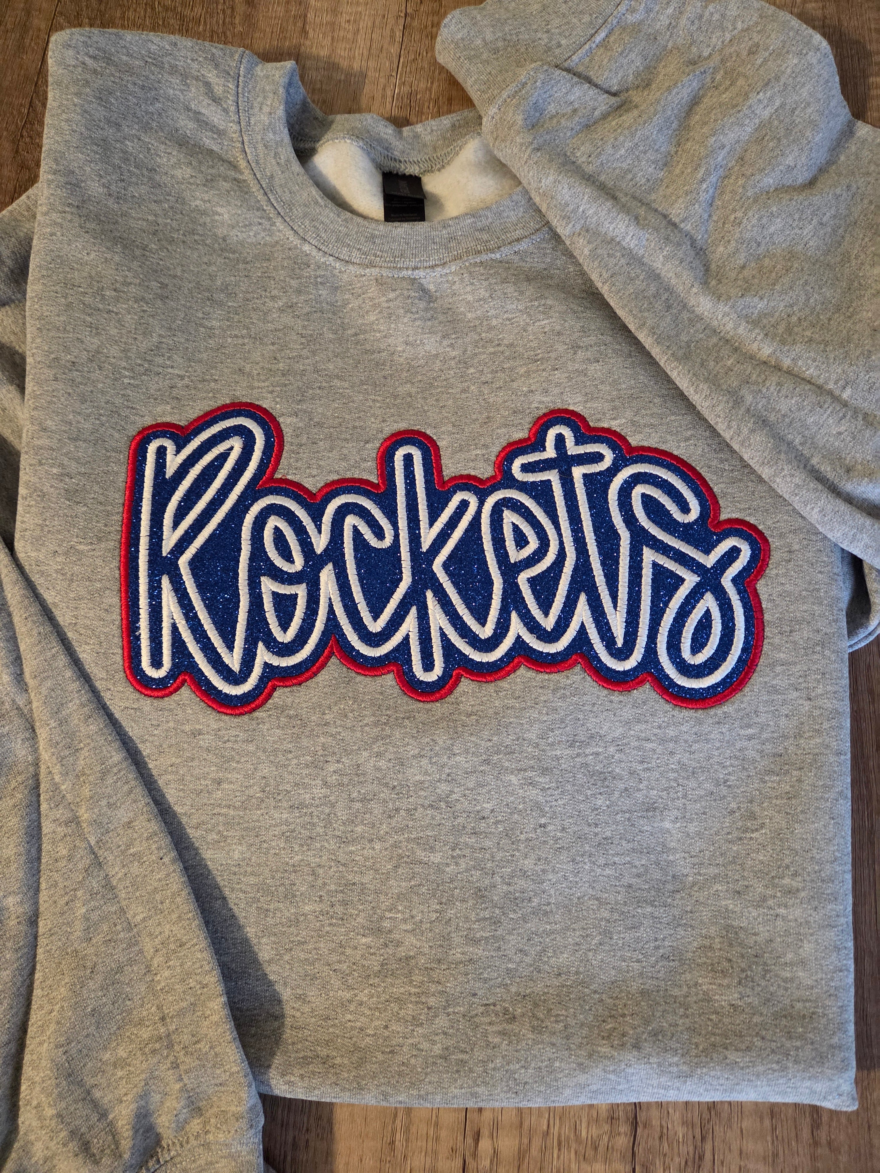 Rockets Glitter Embroidered Gildan Sweatshirt – Imagine That DTF Transfers
