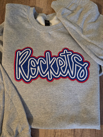 Rockets Glitter Embroidered Gildan Sweatshirt