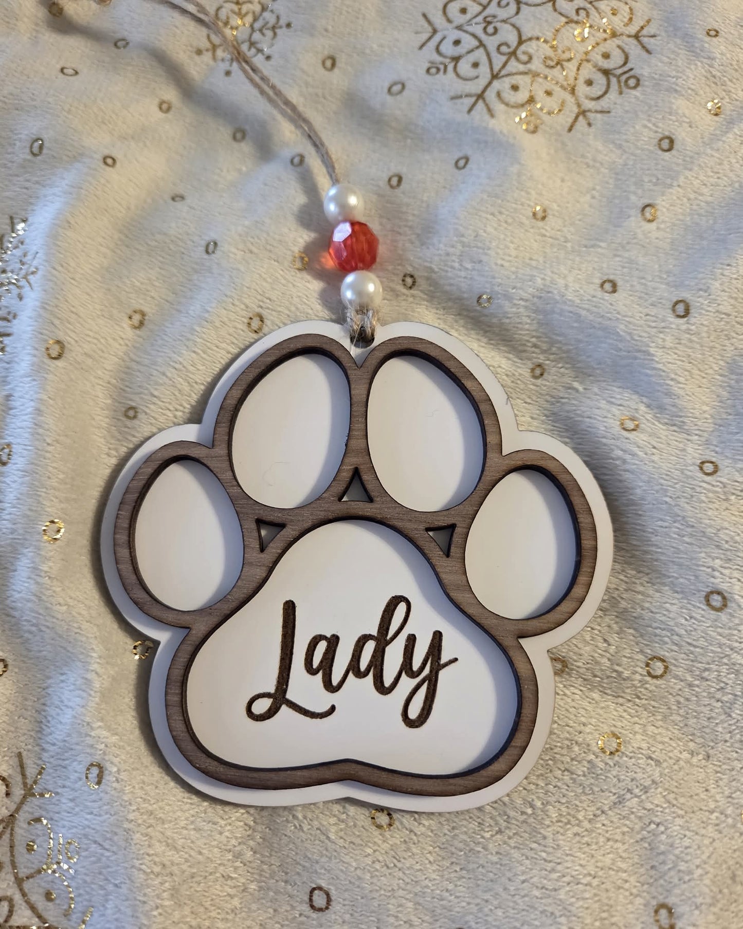Personalized Dog paw print Christmas Ornament