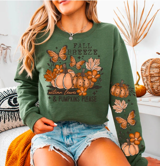 Fall breeze and pumpkins please Sleeve DTF Transfer