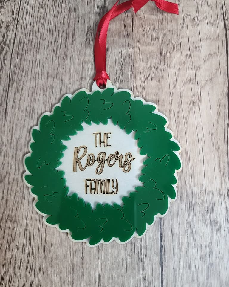 Personalized Wreath Christmas Ornament
