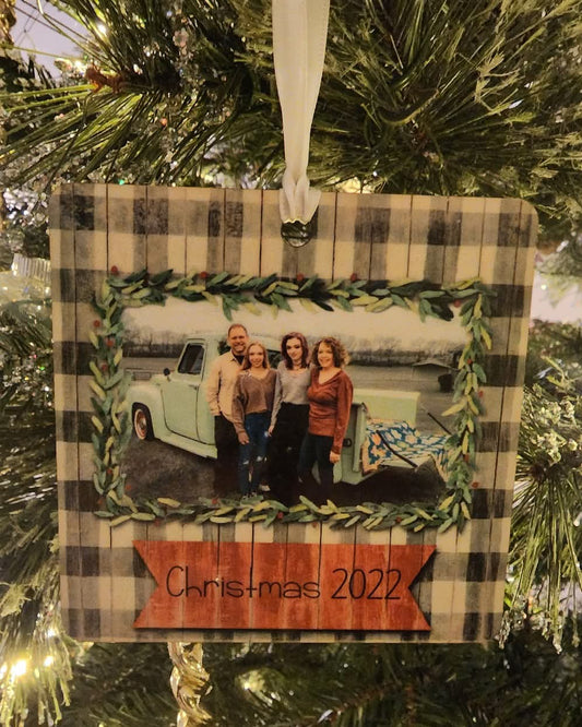 Buffalo Plaid Square Christmas Ornament