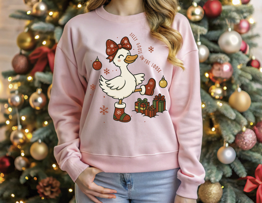 Silly Goose on the Loose Christmas DTF transfer