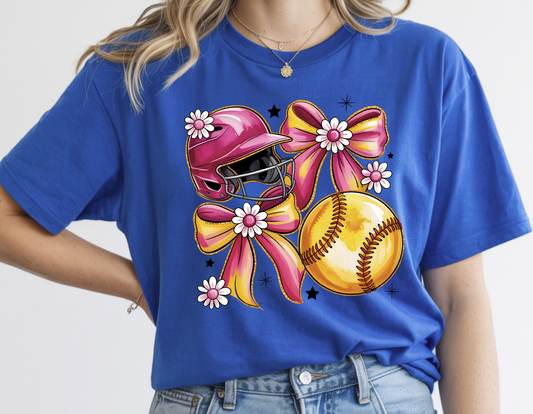 Softball Coquette Bows DTF Transfer