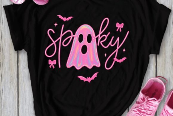 Pink Neon Spooky Ghost Halloween