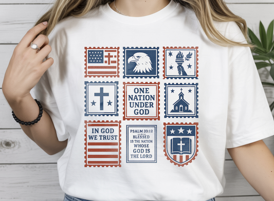 USA Stamps July 4th Patriotic DTF Transfer