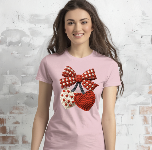 Knit Cherries Valentine DTF Transfer – Ready to Press