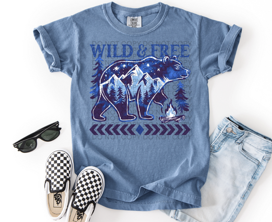 DTF transfer Wild and Free Bear